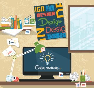 Working at the office vector design