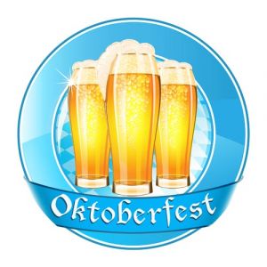 Oktoberfest round banner with ribbon