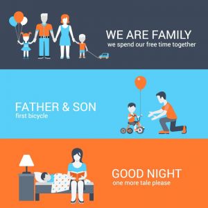 Spending time in family vector banners