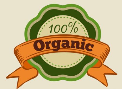 Organic food labels, tags and graphic elements