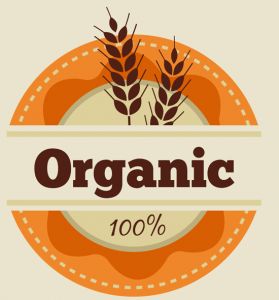 Organic food labels, tags and graphic elements
