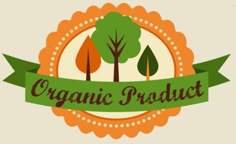 Organic food labels, tags and graphic elements