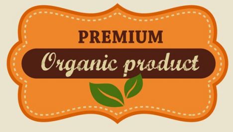 Organic food labels, tags and graphic elements