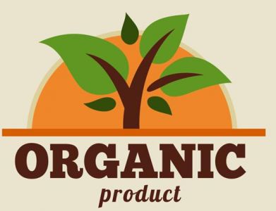 Organic food labels, tags and graphic elements