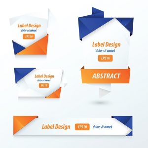 Label, Ribbon Origami, 2 color blue and orange