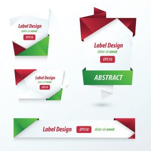 Label, Ribbon Origami, 2 color Christmas