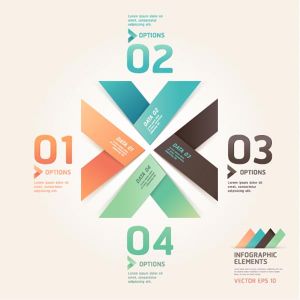 Origami numbered options infographics vector