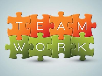 3d puzzle teamwork vector