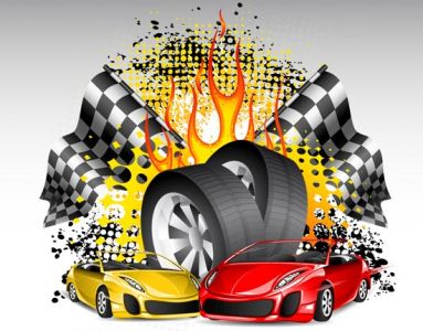 Racing cars on the road vector concept