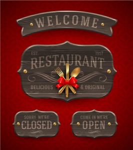 Restaurant wooden sign vector