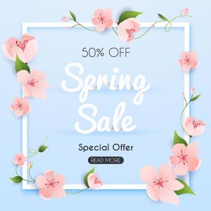 Sale Banner with flowers, Poster, Flyer. Vector illustration.