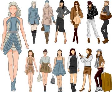 Sketch of fashion girls vector design