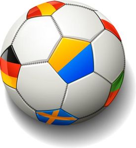 Soccer balls models and icons vector