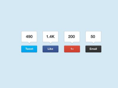 Social media buttons PSD design