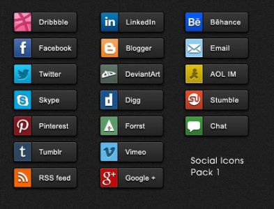 Social media buttons PSD design