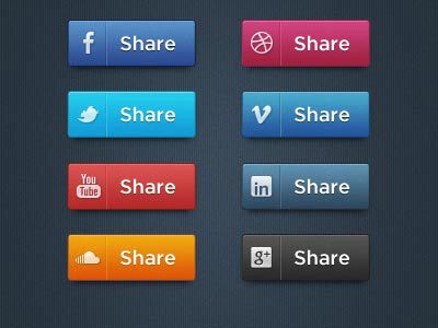 Social media buttons PSD design