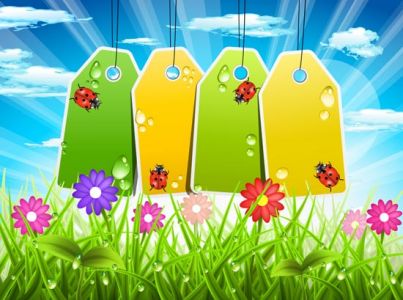 Spring landscapes with tags vectors
