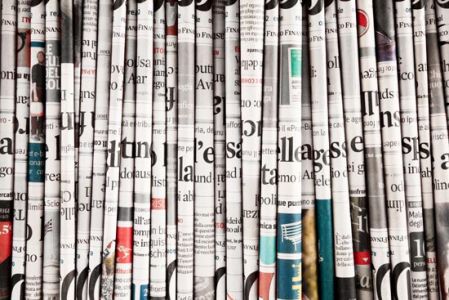 Stack of newspapers high resolution image