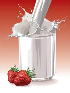 Strawberries and milk vector posters