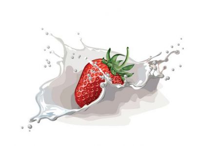 Strawberries and milk vector posters