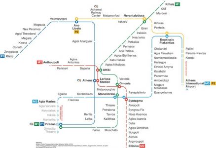 Athens city subway map