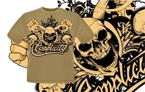 T-shirt with skull vector