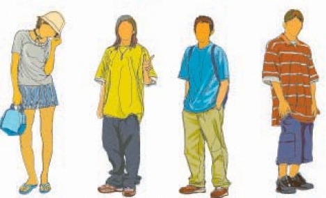 Teenagers silhouette template