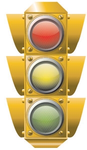 Traffic light and road sign