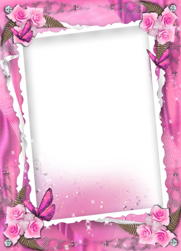 Transparent pink wedding frame with roses