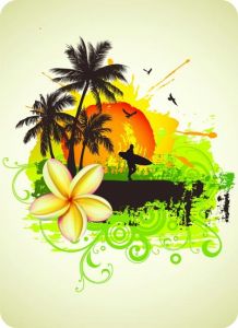 Tropical paradise poster vectors