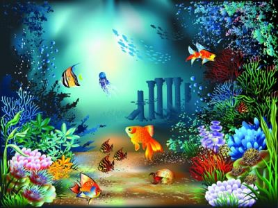 Underwater world of marine life vector