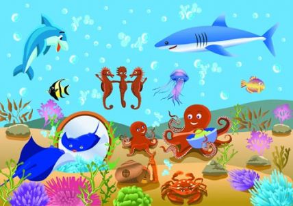 Underwater world of marine life vector