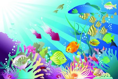 Underwater world of marine life vector