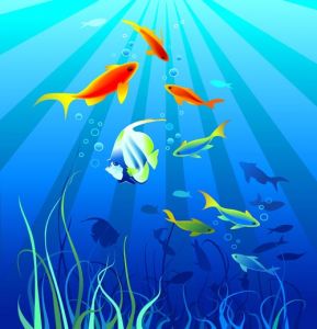 Underwater world of marine life vector