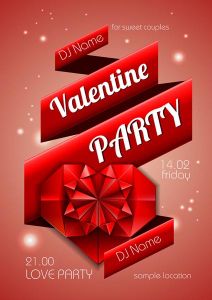 Valentine party disco poster vectors