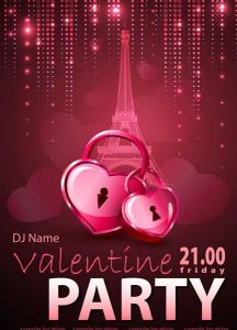 Valentine party disco poster vectors