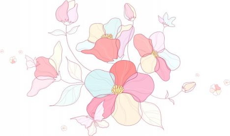 Vector hand-drawn sketches of spring flowers