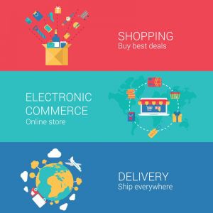 Electronic commerce and delivery vector banners