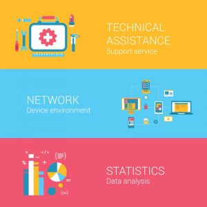 Technical assistance and data analysis vector banners