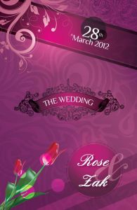 Wedding invitation card front purple design