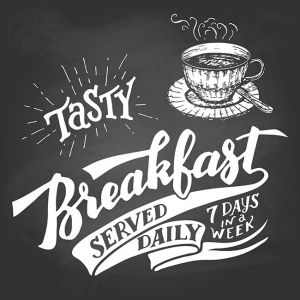 Tasty breakfast served daily chalkboard lettering,Tasty breakfast served daily chalkboard lettering