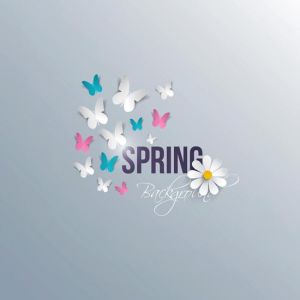 Abstract spring background with paper flowers. Vector