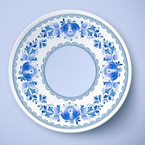 White plates with russian ornament vectors