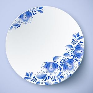 White plates with russian ornament vectors