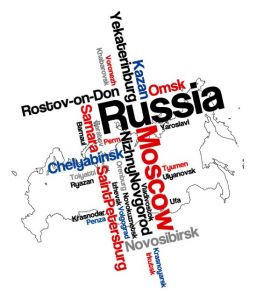 Russia word collage vector