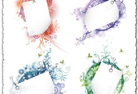 Floral vector frame labels
