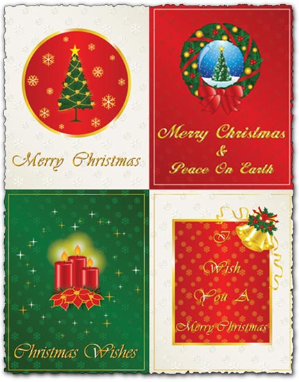 Merry Christmas And New Year Cards Vectors Eps