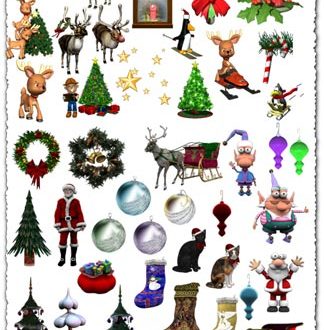 Png Xmas cartoon characters for photoshop