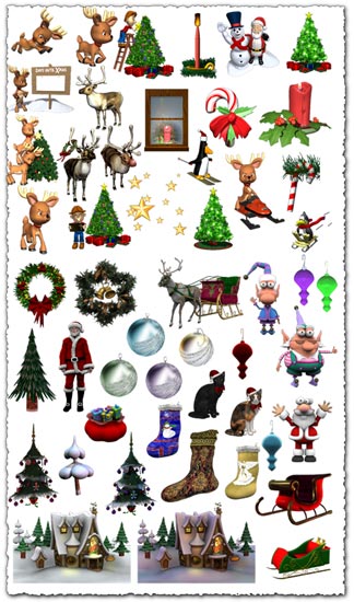 Png Xmas cartoon characters for photoshop