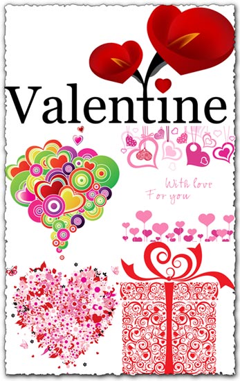 Valentine's day with hearts and giftboxes vectors